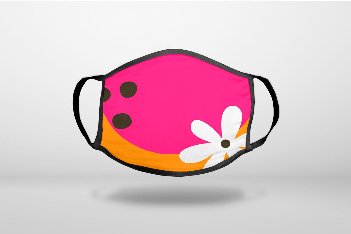 Summer Vibes Bold Flower Orange Pink Yellow - 3-Ply Reusable Soft Face Mask Covering, Unisex, Cotton Inner Layer
