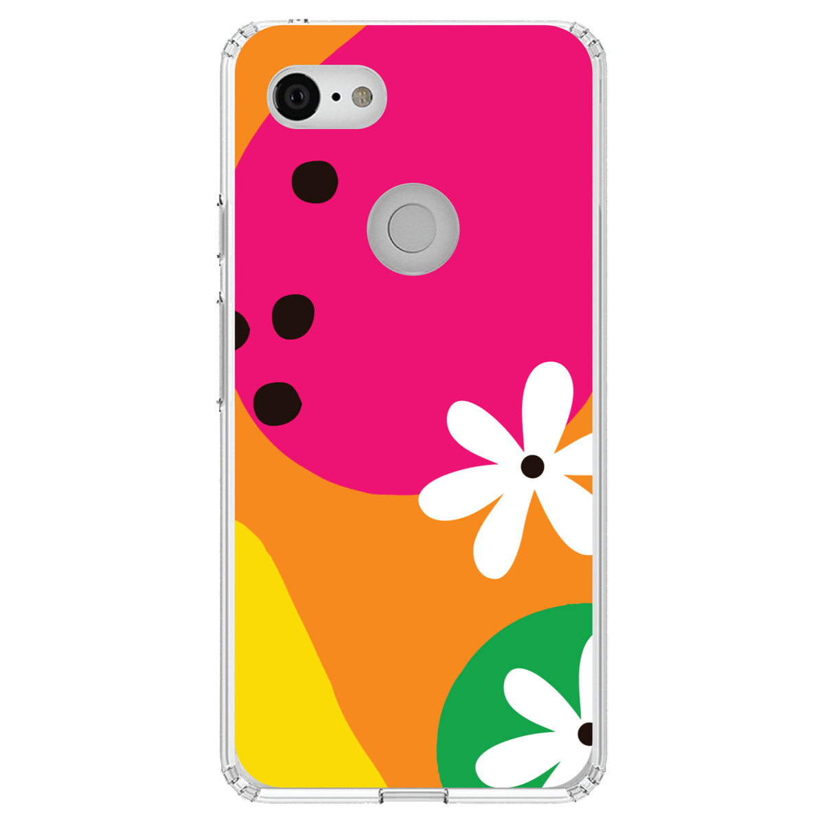 Summer Vibes Bold Flower Orange Pink Yellow Clear Shockproof iPhone Case, view 22