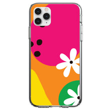 DistinctInk® Clear Shockproof Hybrid Case for Apple iPhone / Samsung Galaxy / Google Pixel - Summer Vibes Bold Flower Orange Pink Yellow