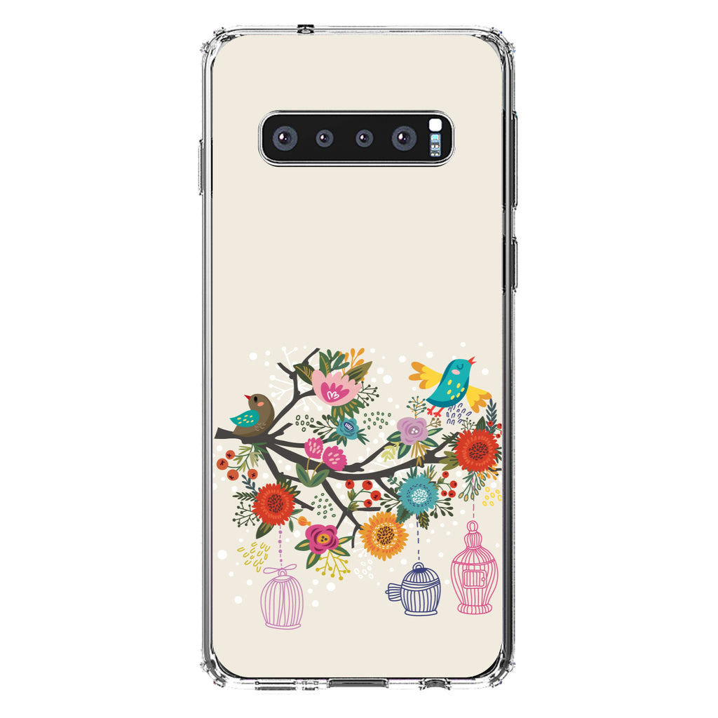 Spring Collection, Floral Birds Teal Red Clear Shockproof iPhone Case, view 16