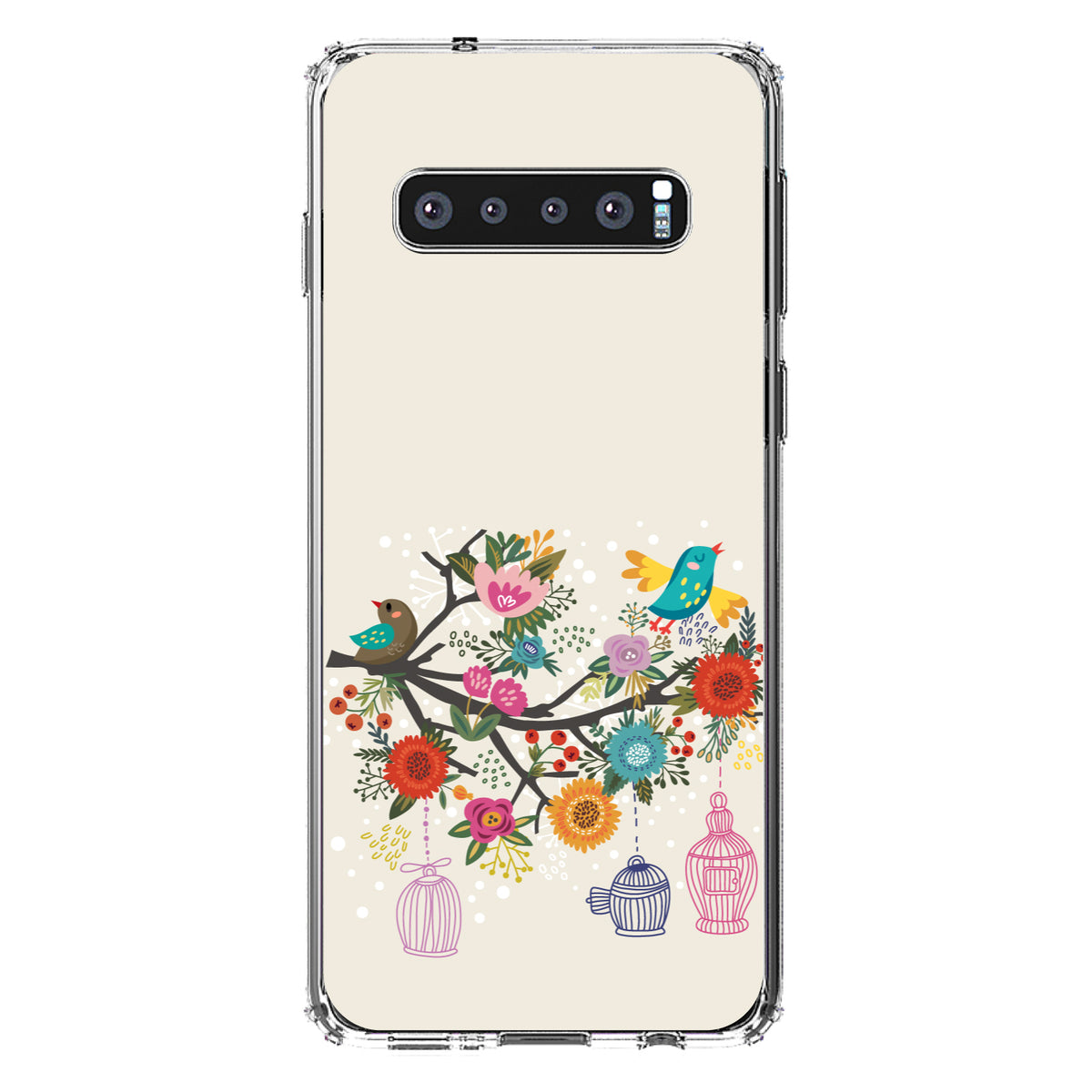 Spring Collection, Floral Birds Teal Red Clear Shockproof iPhone Case, view 16