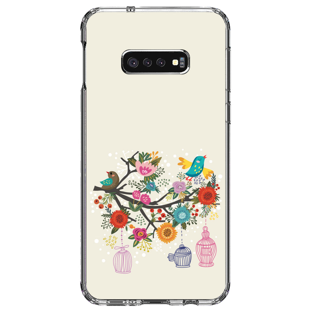 Spring Collection, Floral Birds Teal Red Clear Shockproof iPhone Case, view 18