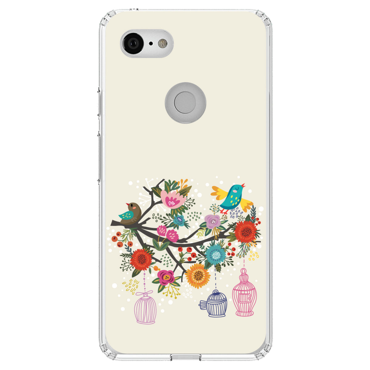 Spring Collection, Floral Birds Teal Red Clear Shockproof iPhone Case, view 21