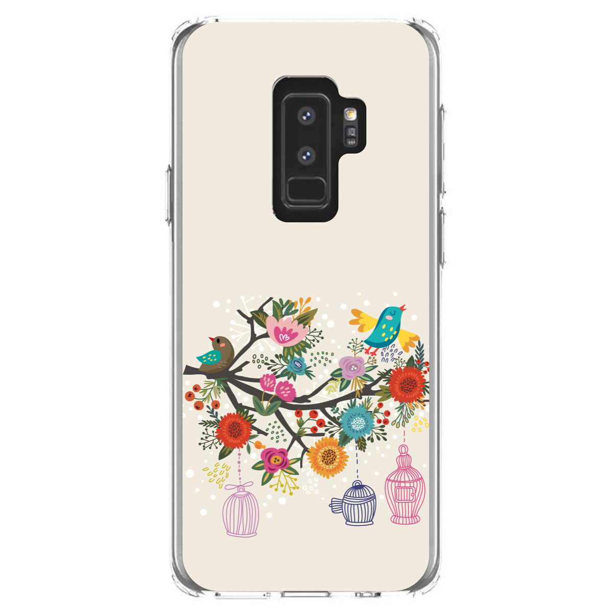 Spring Collection, Floral Birds Teal Red Clear Shockproof iPhone Case, view 20