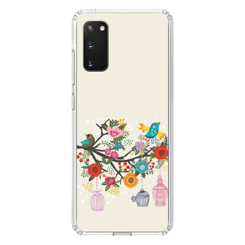 Spring Collection, Floral Birds Teal Red Clear Shockproof iPhone Case, view 13