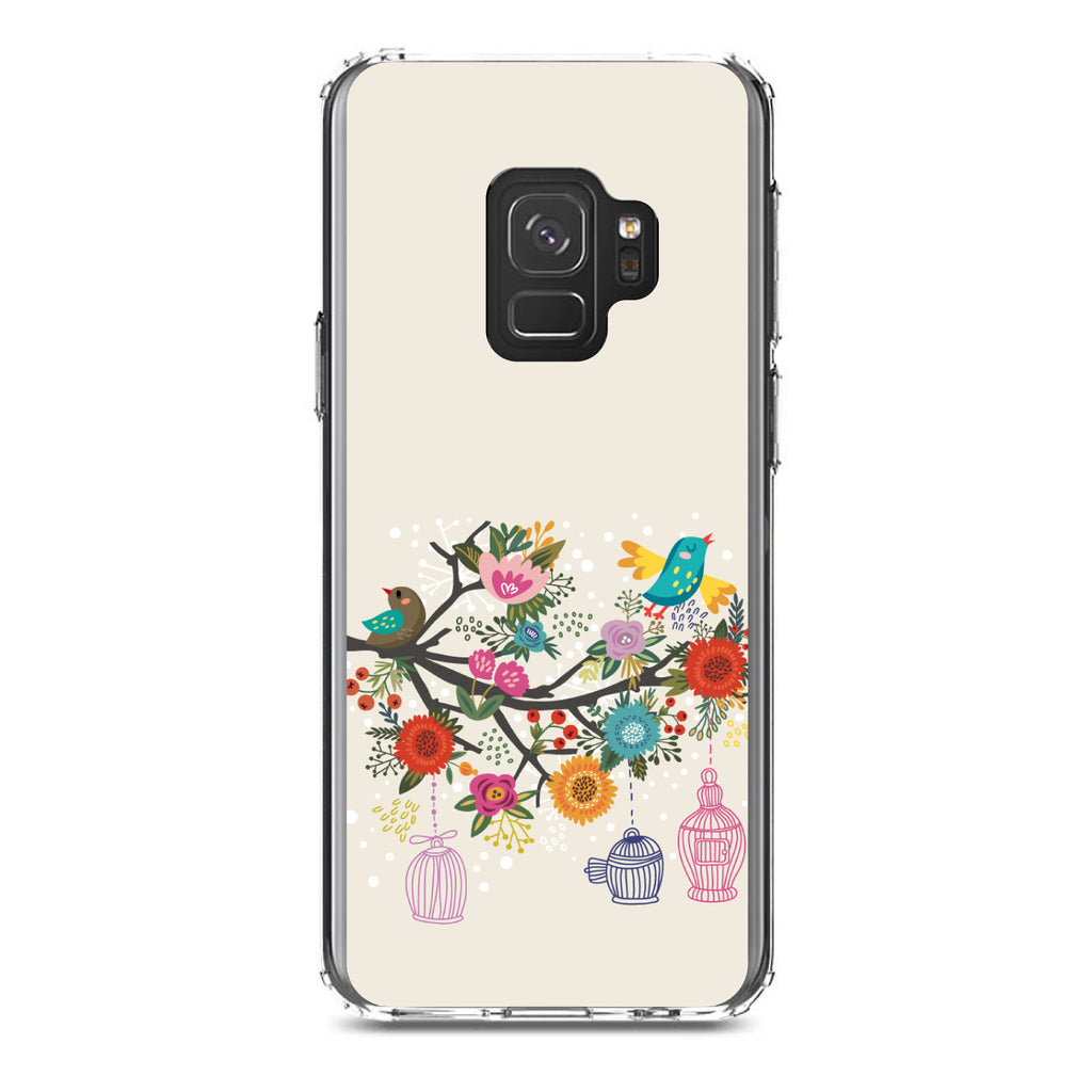 Spring Collection, Floral Birds Teal Red Clear Shockproof iPhone Case, view 19