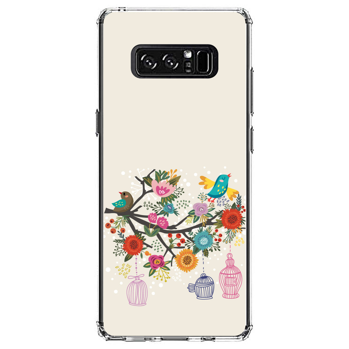 Spring Collection, Floral Birds Teal Red Clear Shockproof iPhone Case, view 12