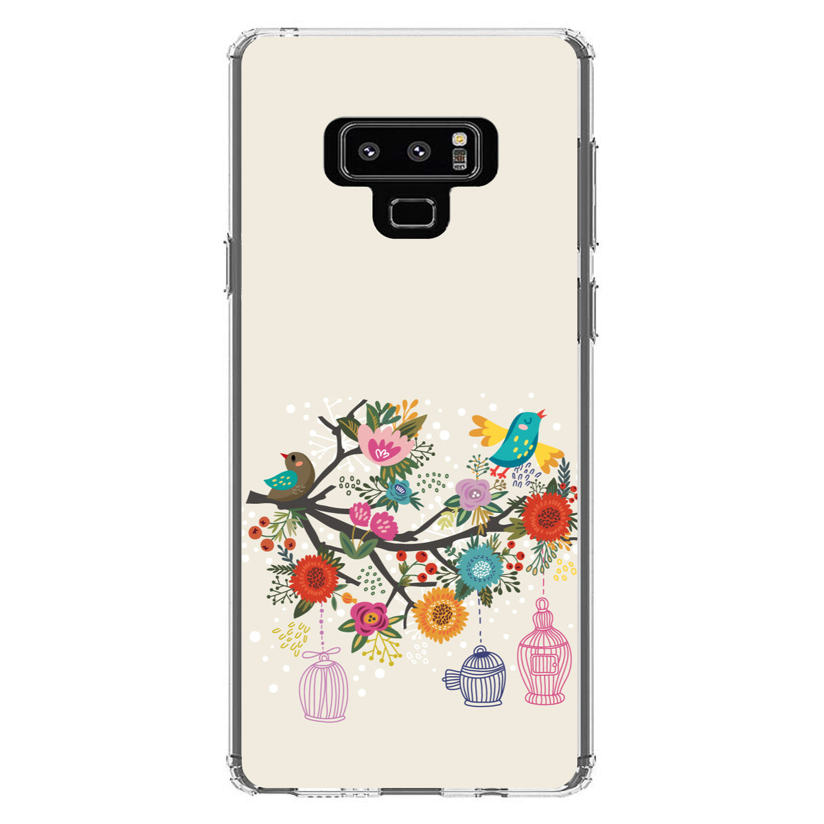 Spring Collection, Floral Birds Teal Red Clear Shockproof iPhone Case, view 11