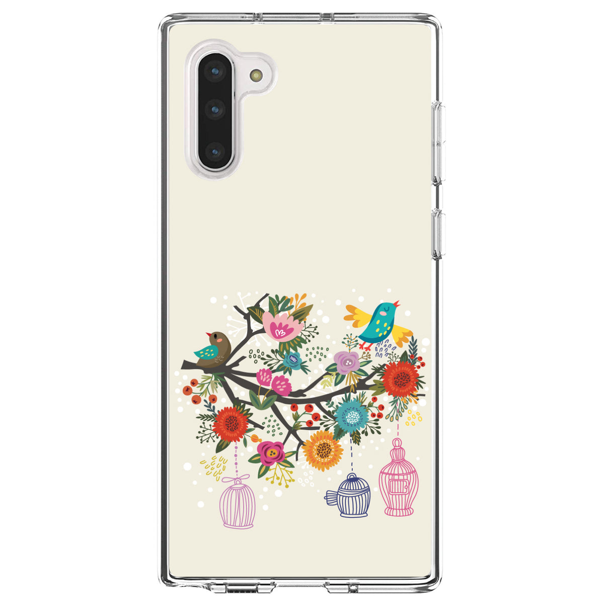 Spring Collection, Floral Birds Teal Red Clear Shockproof iPhone Case, view 9