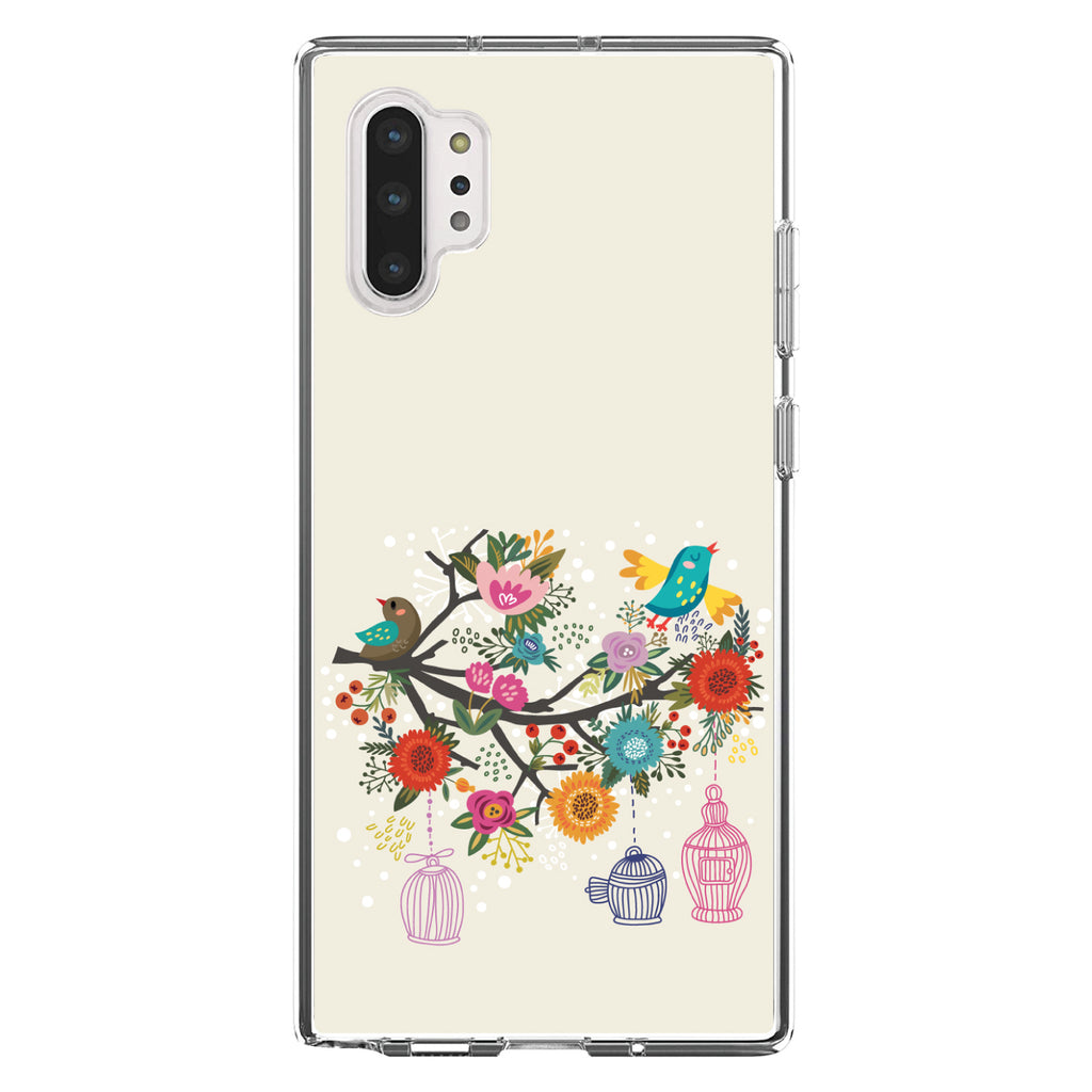 Spring Collection, Floral Birds Teal Red Clear Shockproof iPhone Case, view 10