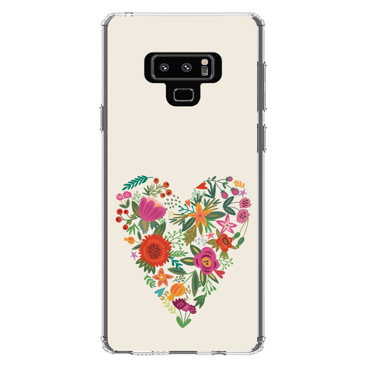 Spring Collection, Floral Heart Green Red Clear Shockproof iPhone Case, view 11