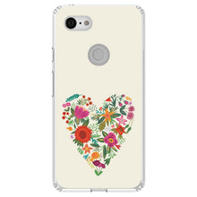DistinctInk® Clear Shockproof Hybrid Case for Apple iPhone / Samsung Galaxy / Google Pixel - Spring Collection - Floral Heart Green Red