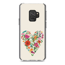 DistinctInk® Clear Shockproof Hybrid Case for Apple iPhone / Samsung Galaxy / Google Pixel - Spring Collection - Floral Heart Green Red