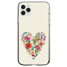 DistinctInk® Clear Shockproof Hybrid Case for Apple iPhone / Samsung Galaxy / Google Pixel - Spring Collection - Floral Heart Green Red