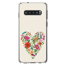 DistinctInk® Clear Shockproof Hybrid Case for Apple iPhone / Samsung Galaxy / Google Pixel - Spring Collection - Floral Heart Green Red