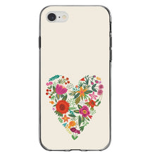 DistinctInk® Clear Shockproof Hybrid Case for Apple iPhone / Samsung Galaxy / Google Pixel - Spring Collection - Floral Heart Green Red