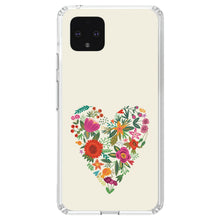 DistinctInk® Clear Shockproof Hybrid Case for Apple iPhone / Samsung Galaxy / Google Pixel - Spring Collection - Floral Heart Green Red