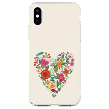 DistinctInk® Clear Shockproof Hybrid Case for Apple iPhone / Samsung Galaxy / Google Pixel - Spring Collection - Floral Heart Green Red