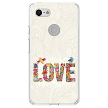 DistinctInk® Clear Shockproof Hybrid Case for Apple iPhone / Samsung Galaxy / Google Pixel - Spring Collection - Floral LOVE Birds