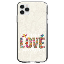 DistinctInk® Clear Shockproof Hybrid Case for Apple iPhone / Samsung Galaxy / Google Pixel - Spring Collection - Floral LOVE Birds