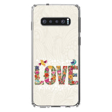 DistinctInk® Clear Shockproof Hybrid Case for Apple iPhone / Samsung Galaxy / Google Pixel - Spring Collection - Floral LOVE Birds