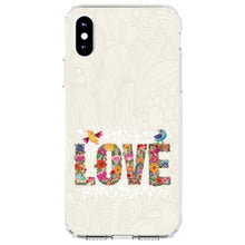 DistinctInk® Clear Shockproof Hybrid Case for Apple iPhone / Samsung Galaxy / Google Pixel - Spring Collection - Floral LOVE Birds