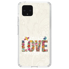 DistinctInk® Clear Shockproof Hybrid Case for Apple iPhone / Samsung Galaxy / Google Pixel - Spring Collection - Floral LOVE Birds
