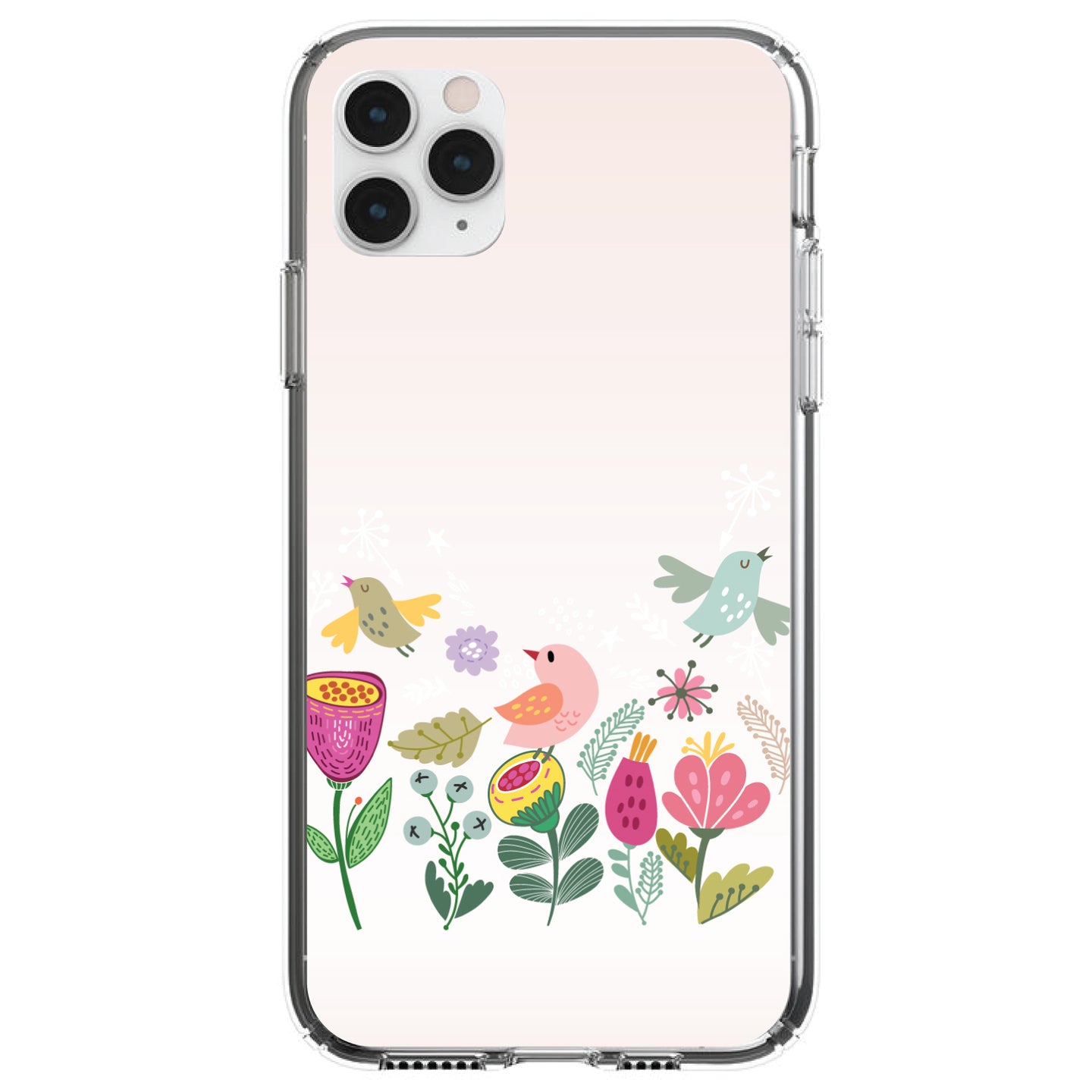 DistinctInk® Clear Shockproof Hybrid Case for Apple iPhone / Samsung Galaxy / Google Pixel - Spring Collection - Flowers and Birds