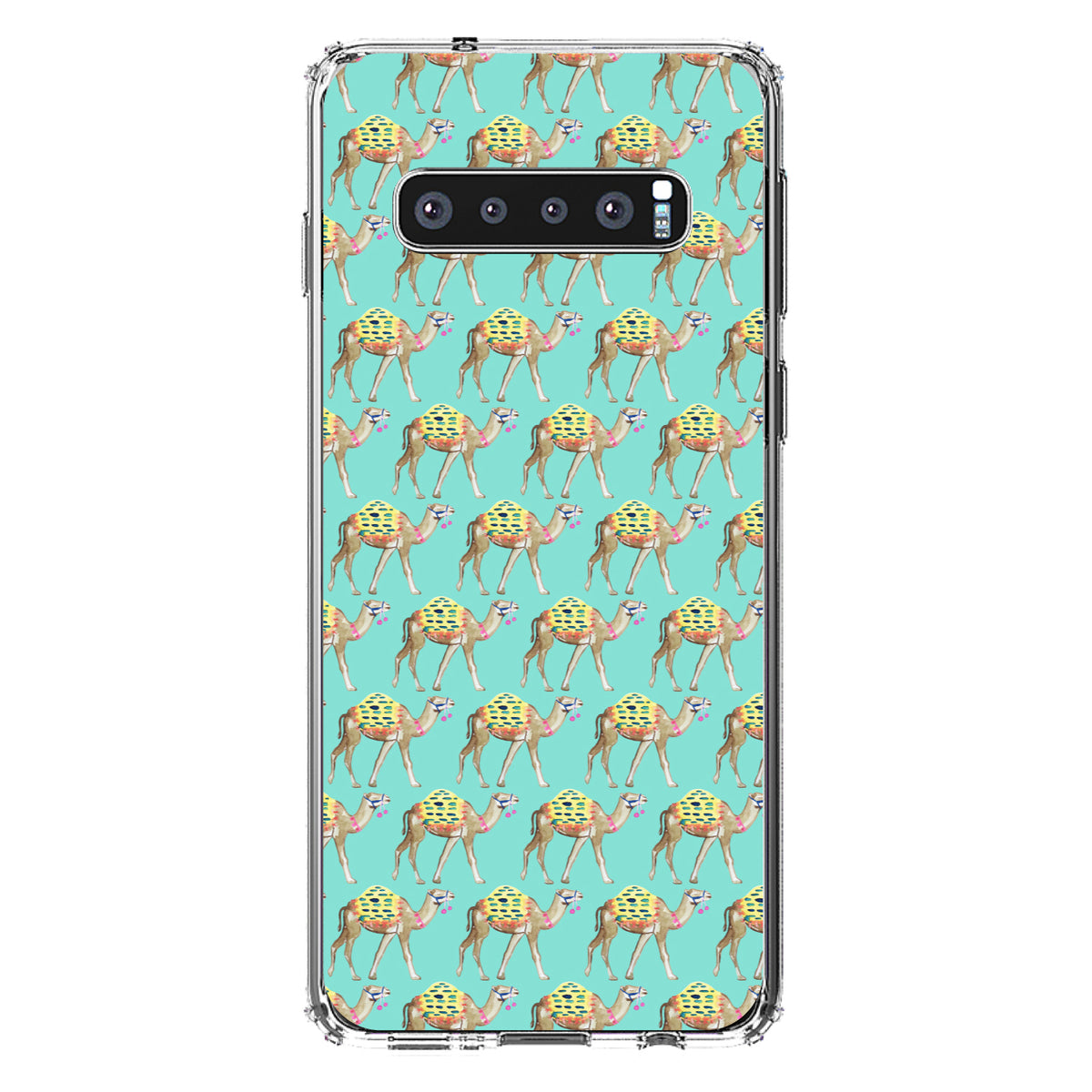Preppy Pattern, Camels on Teal Background Clear Shockproof iPhone Case, view 17