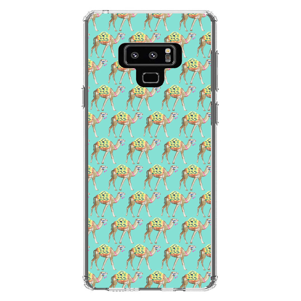 Preppy Pattern, Camels on Teal Background Clear Shockproof iPhone Case, view 11