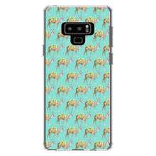 DistinctInk® Clear Shockproof Hybrid Case for Apple iPhone / Samsung Galaxy / Google Pixel - Preppy Pattern - Camels on Teal Background