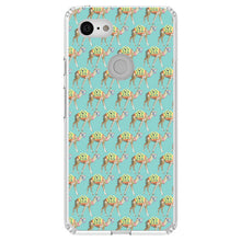 DistinctInk® Clear Shockproof Hybrid Case for Apple iPhone / Samsung Galaxy / Google Pixel - Preppy Pattern - Camels on Teal Background