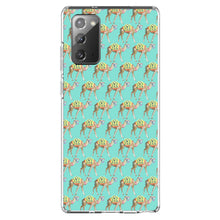 DistinctInk® Clear Shockproof Hybrid Case for Apple iPhone / Samsung Galaxy / Google Pixel - Preppy Pattern - Camels on Teal Background