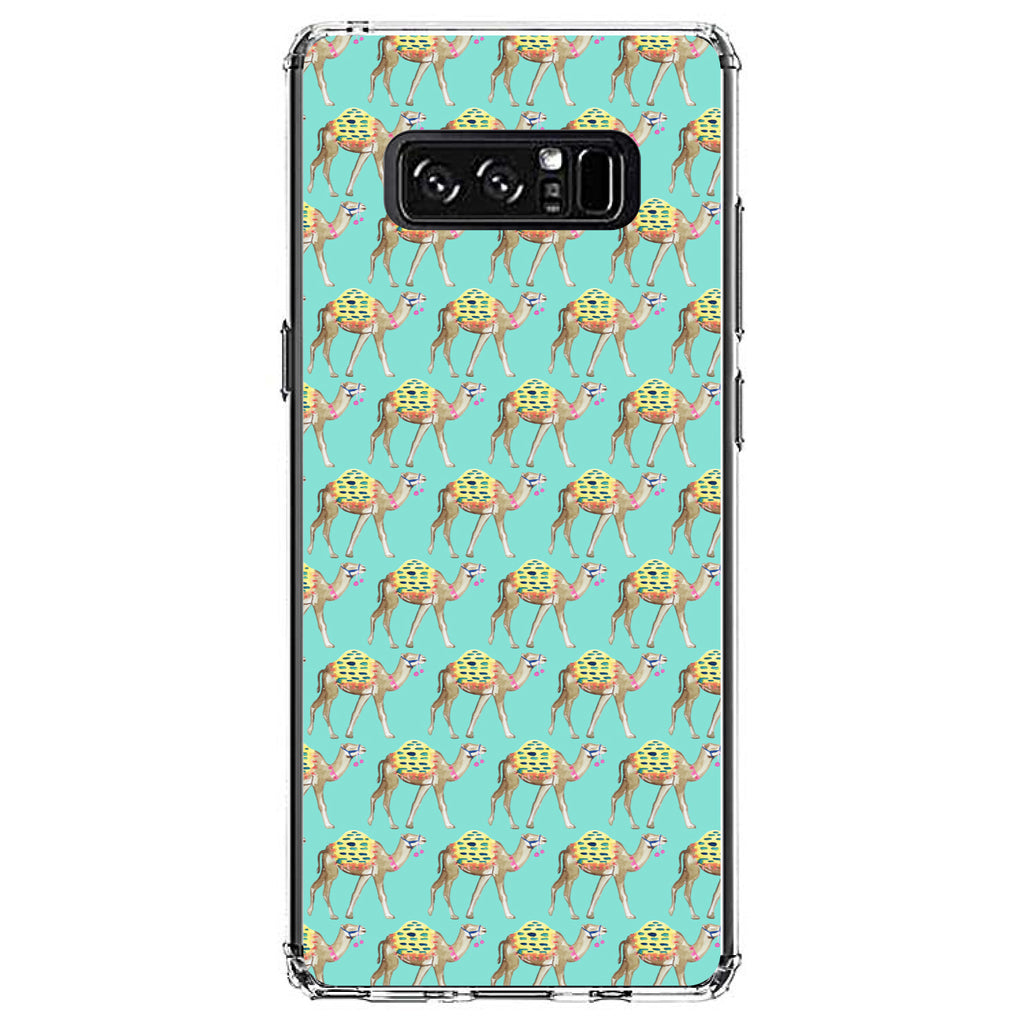 Preppy Pattern, Camels on Teal Background Clear Shockproof iPhone Case, view 12