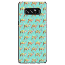 DistinctInk® Clear Shockproof Hybrid Case for Apple iPhone / Samsung Galaxy / Google Pixel - Preppy Pattern - Camels on Teal Background