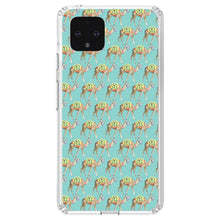 DistinctInk® Clear Shockproof Hybrid Case for Apple iPhone / Samsung Galaxy / Google Pixel - Preppy Pattern - Camels on Teal Background
