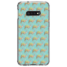 DistinctInk® Clear Shockproof Hybrid Case for Apple iPhone / Samsung Galaxy / Google Pixel - Preppy Pattern - Camels on Teal Background