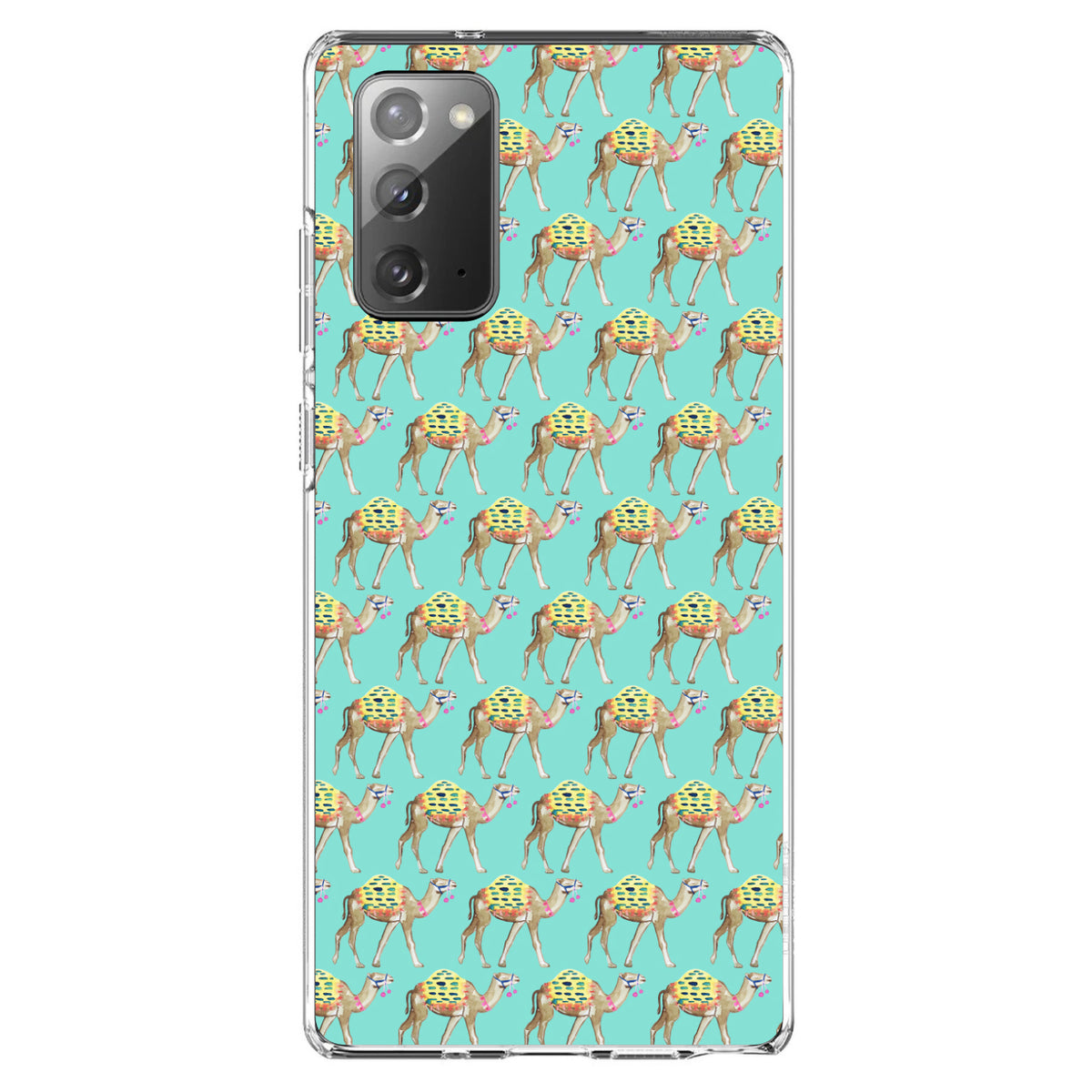 Preppy Pattern, Camels on Teal Background Clear Shockproof iPhone Case, view 8