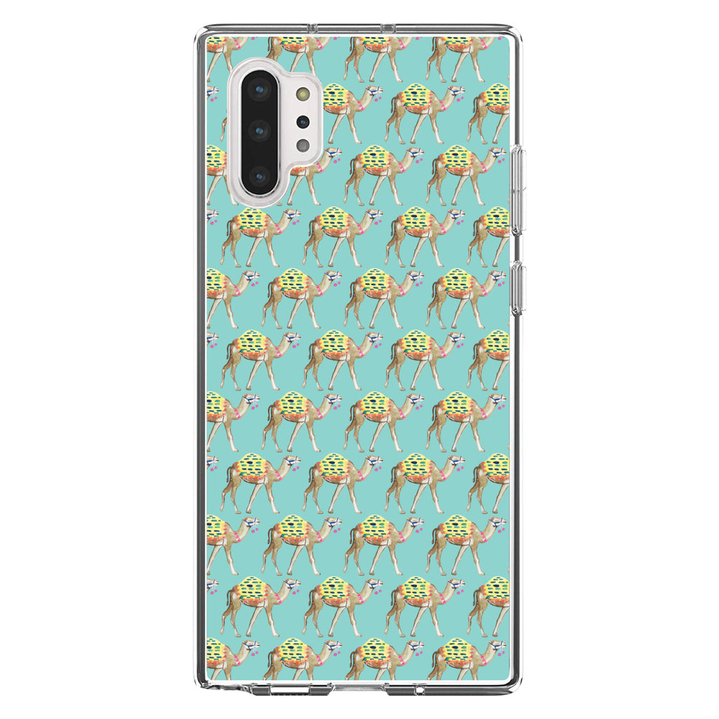 Preppy Pattern, Camels on Teal Background Clear Shockproof iPhone Case, view 10