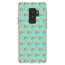 DistinctInk® Clear Shockproof Hybrid Case for Apple iPhone / Samsung Galaxy / Google Pixel - Preppy Pattern - Camels on Teal Background