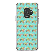 DistinctInk® Clear Shockproof Hybrid Case for Apple iPhone / Samsung Galaxy / Google Pixel - Preppy Pattern - Camels on Teal Background