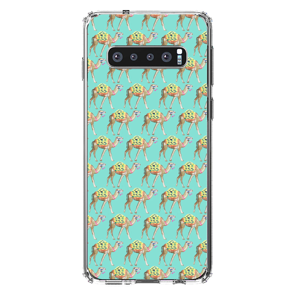 Preppy Pattern, Camels on Teal Background Clear Shockproof iPhone Case, view 16