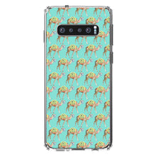 DistinctInk® Clear Shockproof Hybrid Case for Apple iPhone / Samsung Galaxy / Google Pixel - Preppy Pattern - Camels on Teal Background