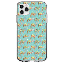 DistinctInk® Clear Shockproof Hybrid Case for Apple iPhone / Samsung Galaxy / Google Pixel - Preppy Pattern - Camels on Teal Background