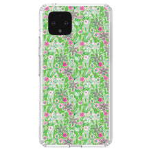DistinctInk® Clear Shockproof Hybrid Case for Apple iPhone / Samsung Galaxy / Google Pixel - Preppy Pattern - Pink & Green Flowers Floral