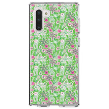 DistinctInk® Clear Shockproof Hybrid Case for Apple iPhone / Samsung Galaxy / Google Pixel - Preppy Pattern - Pink & Green Flowers Floral