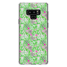 DistinctInk® Clear Shockproof Hybrid Case for Apple iPhone / Samsung Galaxy / Google Pixel - Preppy Pattern - Pink & Green Flowers Floral