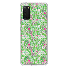 DistinctInk® Clear Shockproof Hybrid Case for Apple iPhone / Samsung Galaxy / Google Pixel - Preppy Pattern - Pink & Green Flowers Floral