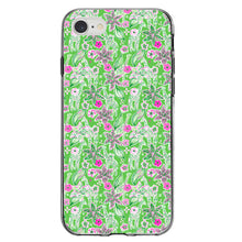 DistinctInk® Clear Shockproof Hybrid Case for Apple iPhone / Samsung Galaxy / Google Pixel - Preppy Pattern - Pink & Green Flowers Floral