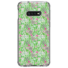 DistinctInk® Clear Shockproof Hybrid Case for Apple iPhone / Samsung Galaxy / Google Pixel - Preppy Pattern - Pink & Green Flowers Floral